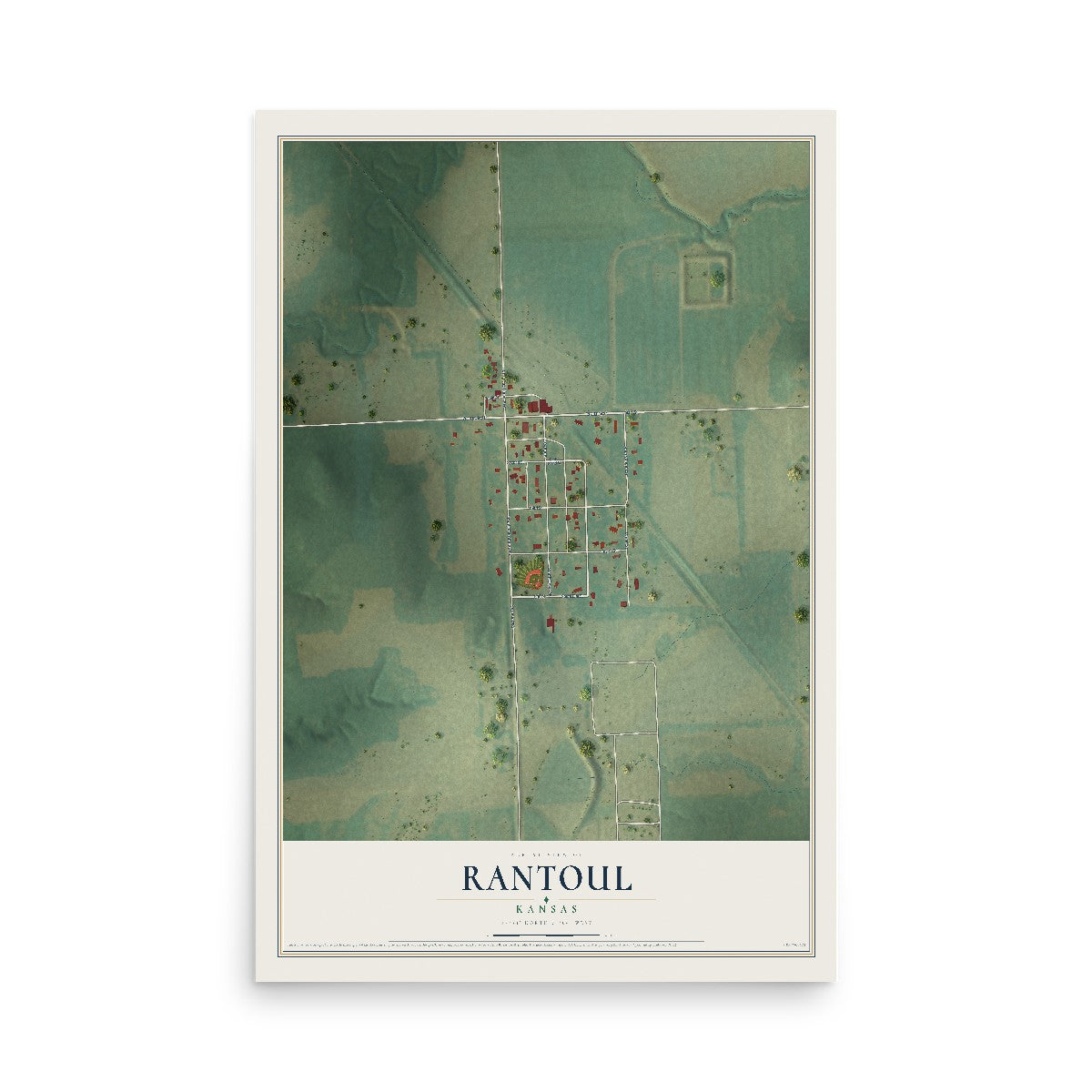 Map of Rantoul, Kansas, 12 x 18 inch unframed archival matte print