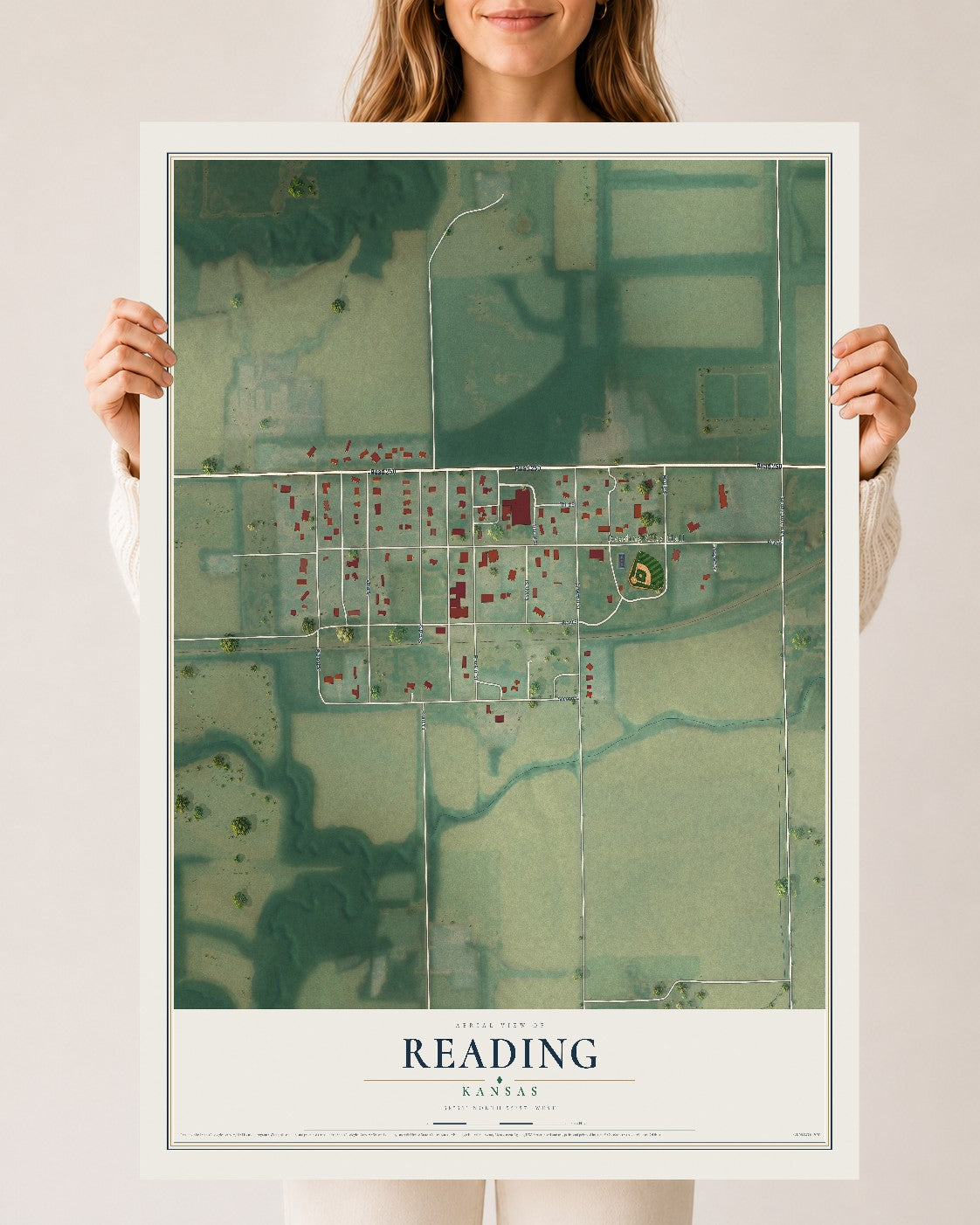 Map of Reading, Kansas, 24 x 36 inch unframed archival matte print
