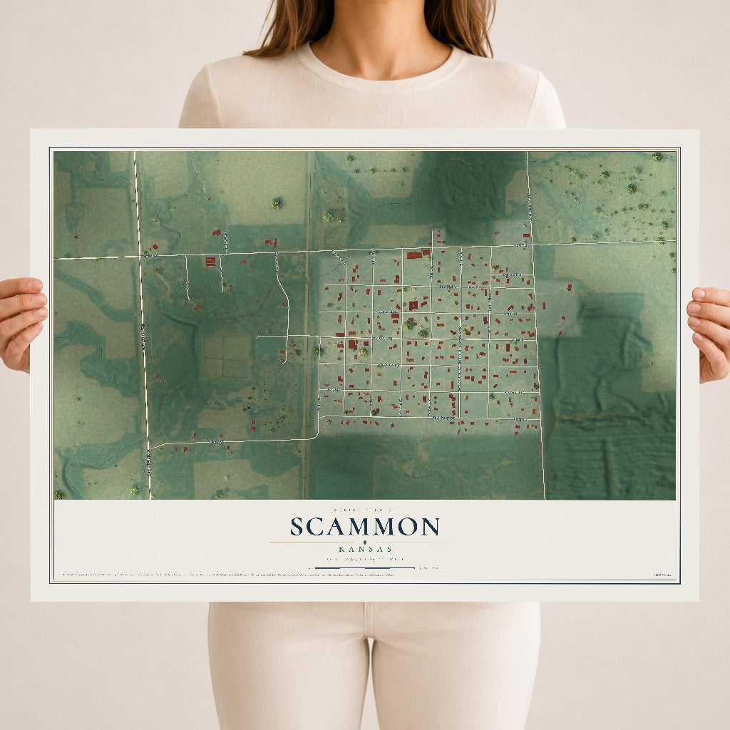 Map of Scammon, Kansas, 18 x 24 inch unframed archival matte print