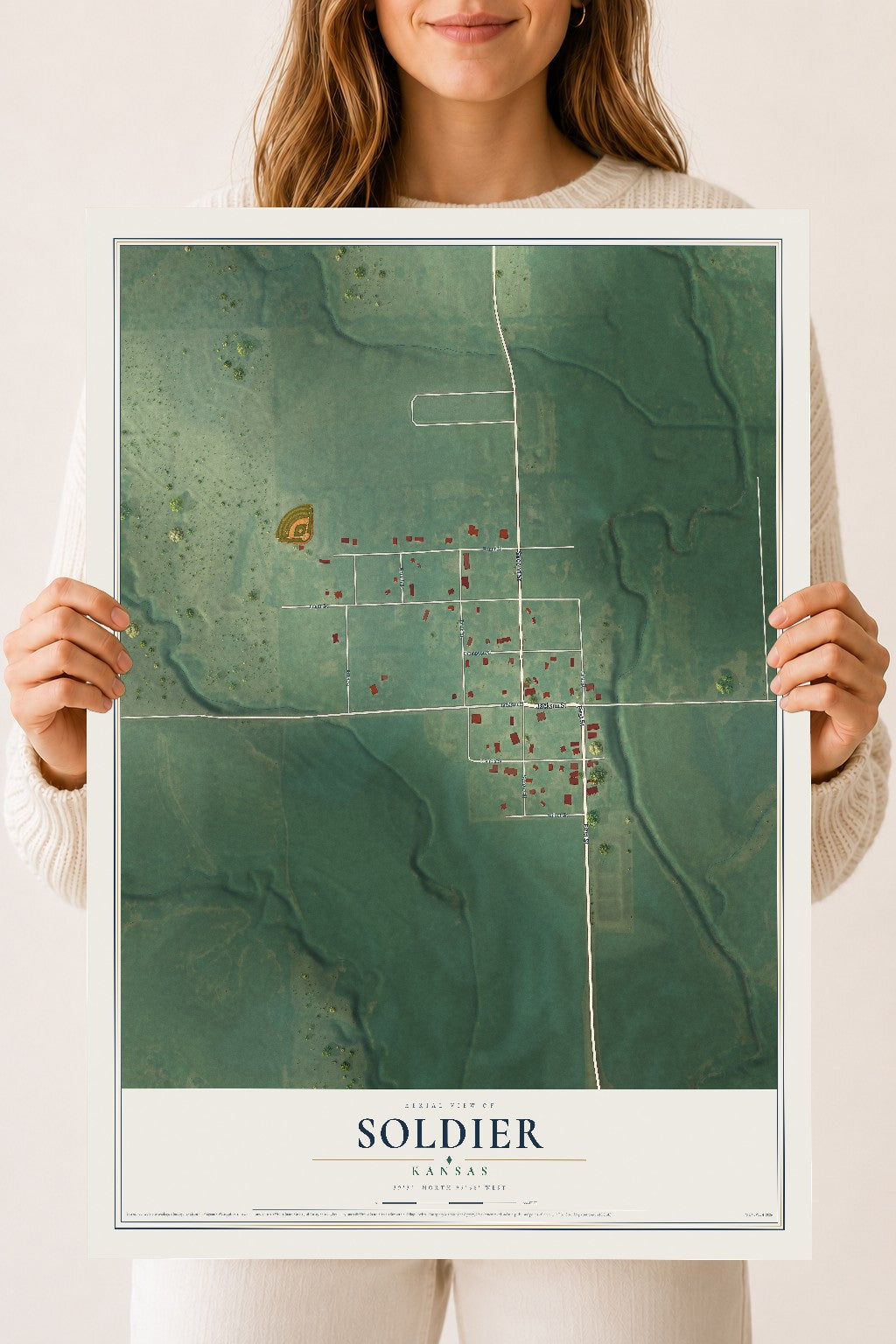 Map of Soldier, Kansas, 18 x 24 inch unframed archival matte print