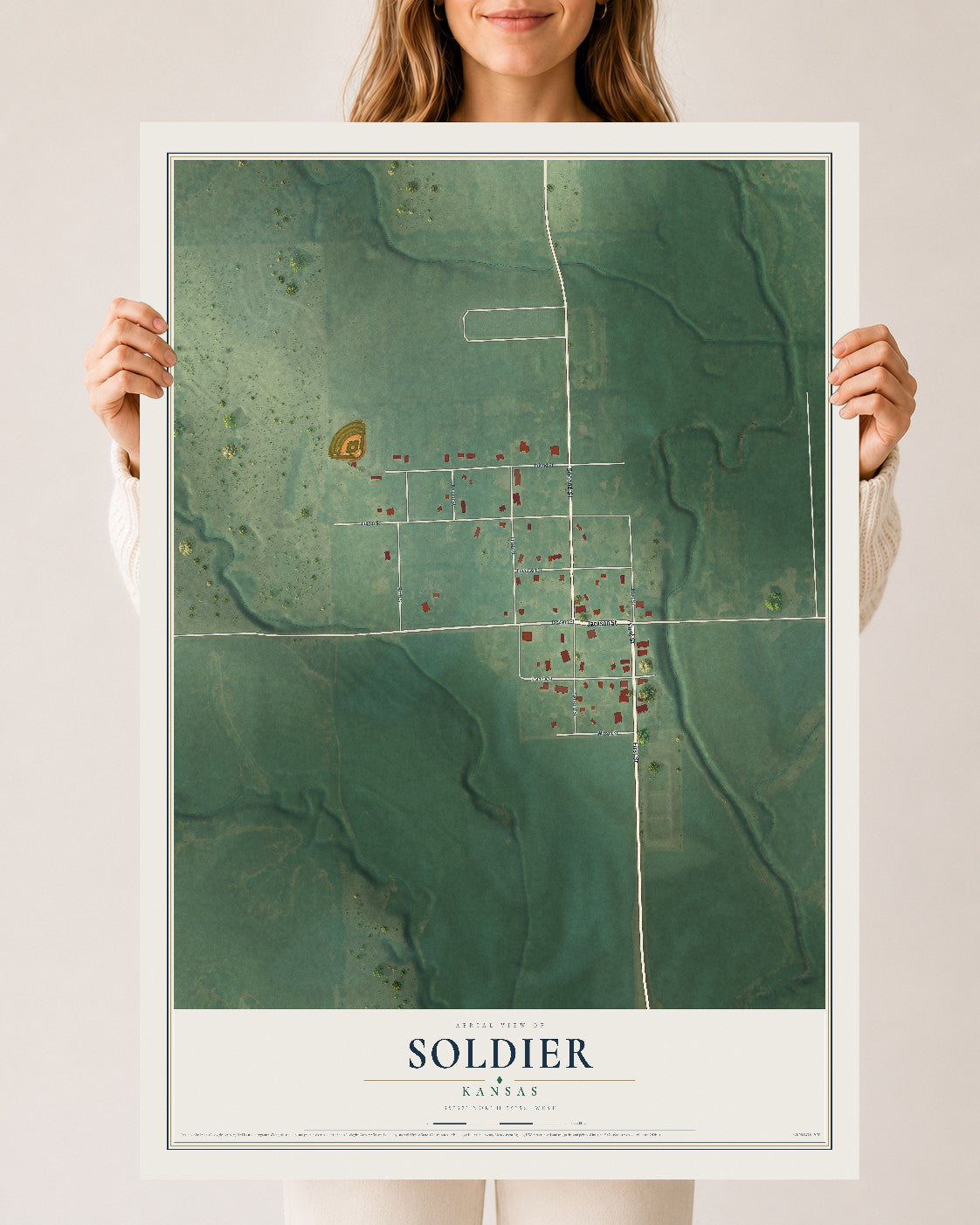 Map of Soldier, Kansas, 24 x 36 inch unframed archival matte print