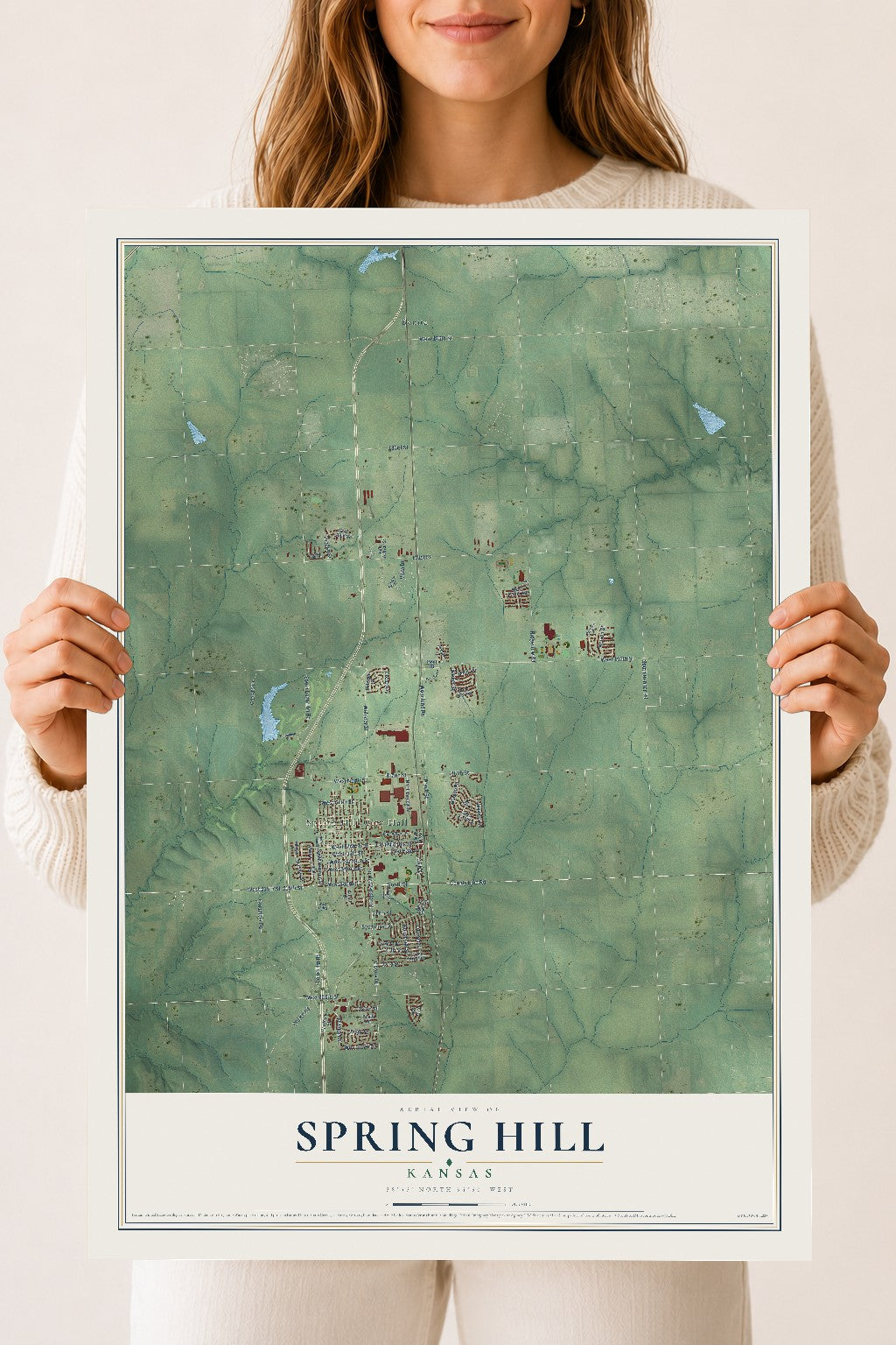 Map of Spring Hill, Kansas, 18 x 24 inch unframed archival matte print
