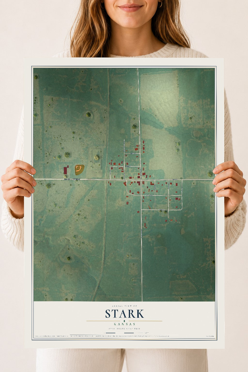 Map of Stark, Kansas, 18 x 24 inch unframed archival matte print