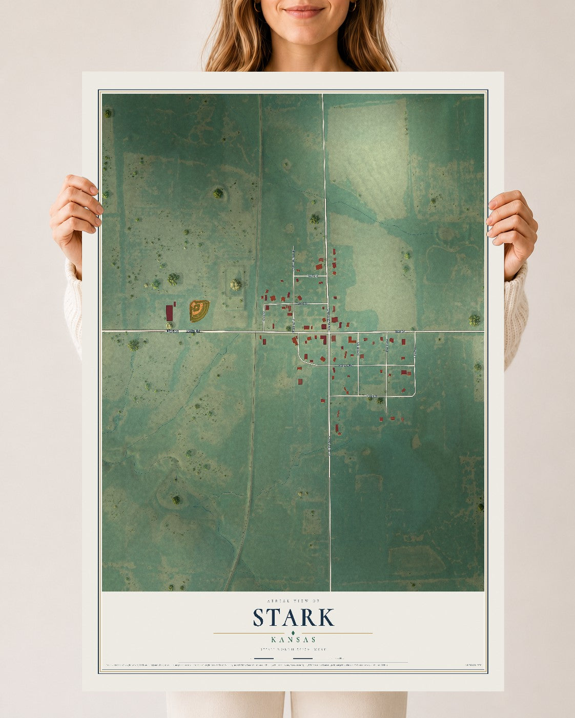 Map of Stark, Kansas, 24 x 36 inch unframed archival matte print