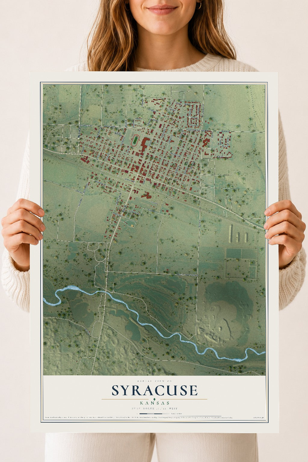 Map of Syracuse, Kansas, 18 x 24 inch unframed archival matte print