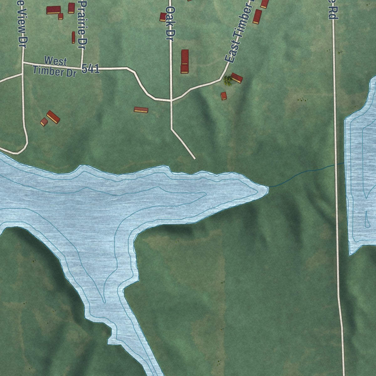 Second close-up of the map of Thayer, Kansas print showing more streets and buildings