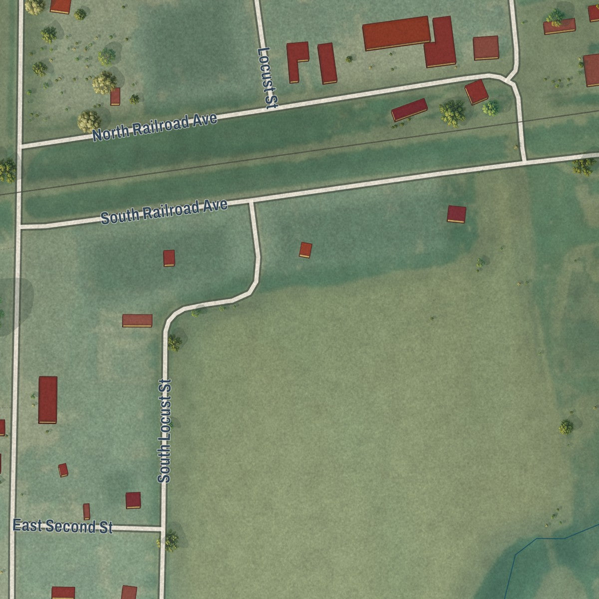 Close-up of the map of Timken, Kansas print showing street and building detail