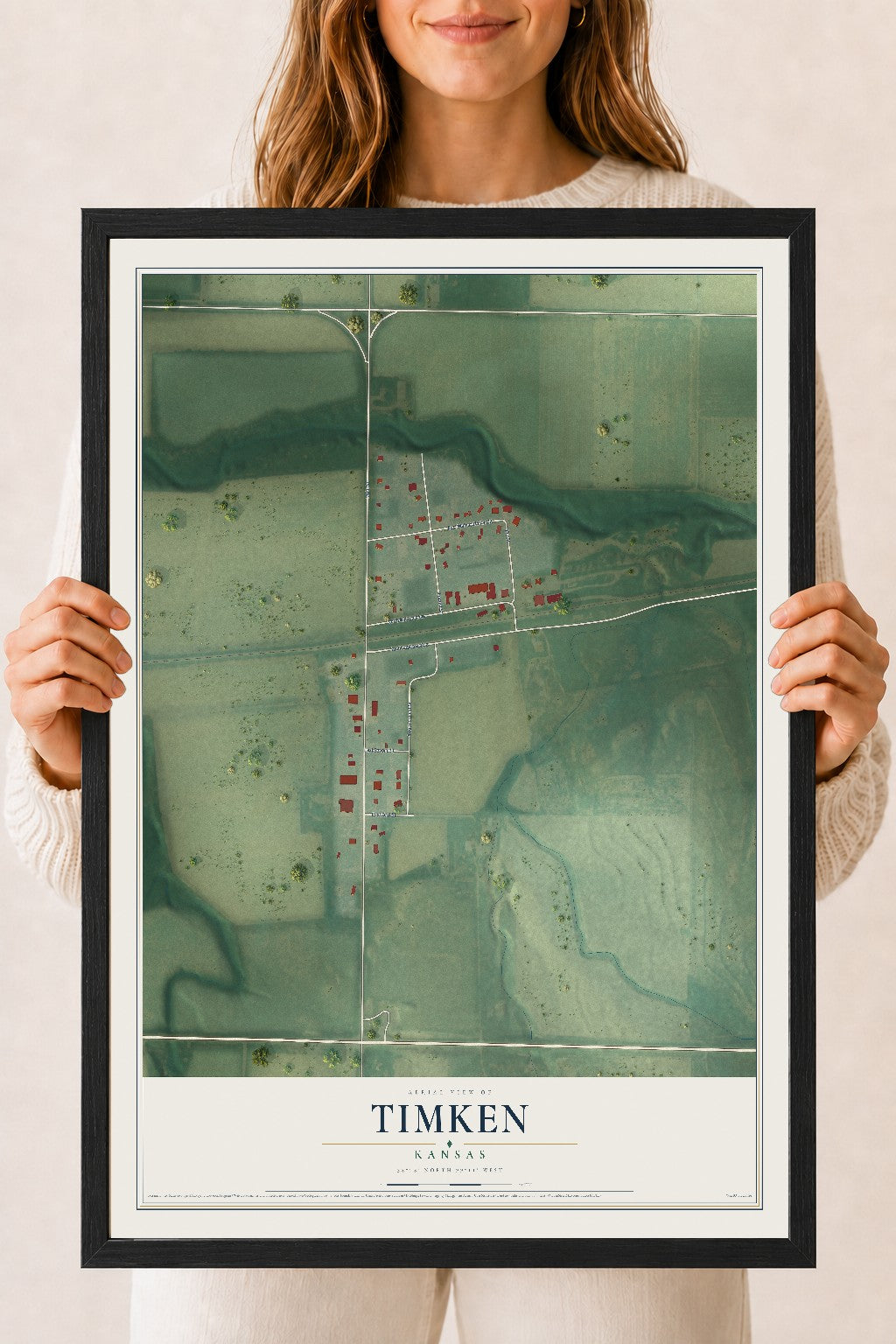 Map of Timken, Kansas, 18 x 24 inch print in a black wood frame