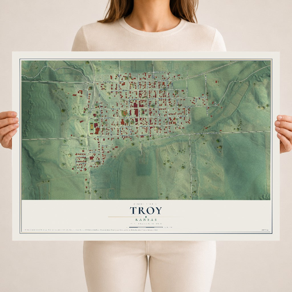 Map of Troy, Kansas, 18 x 24 inch unframed archival matte print