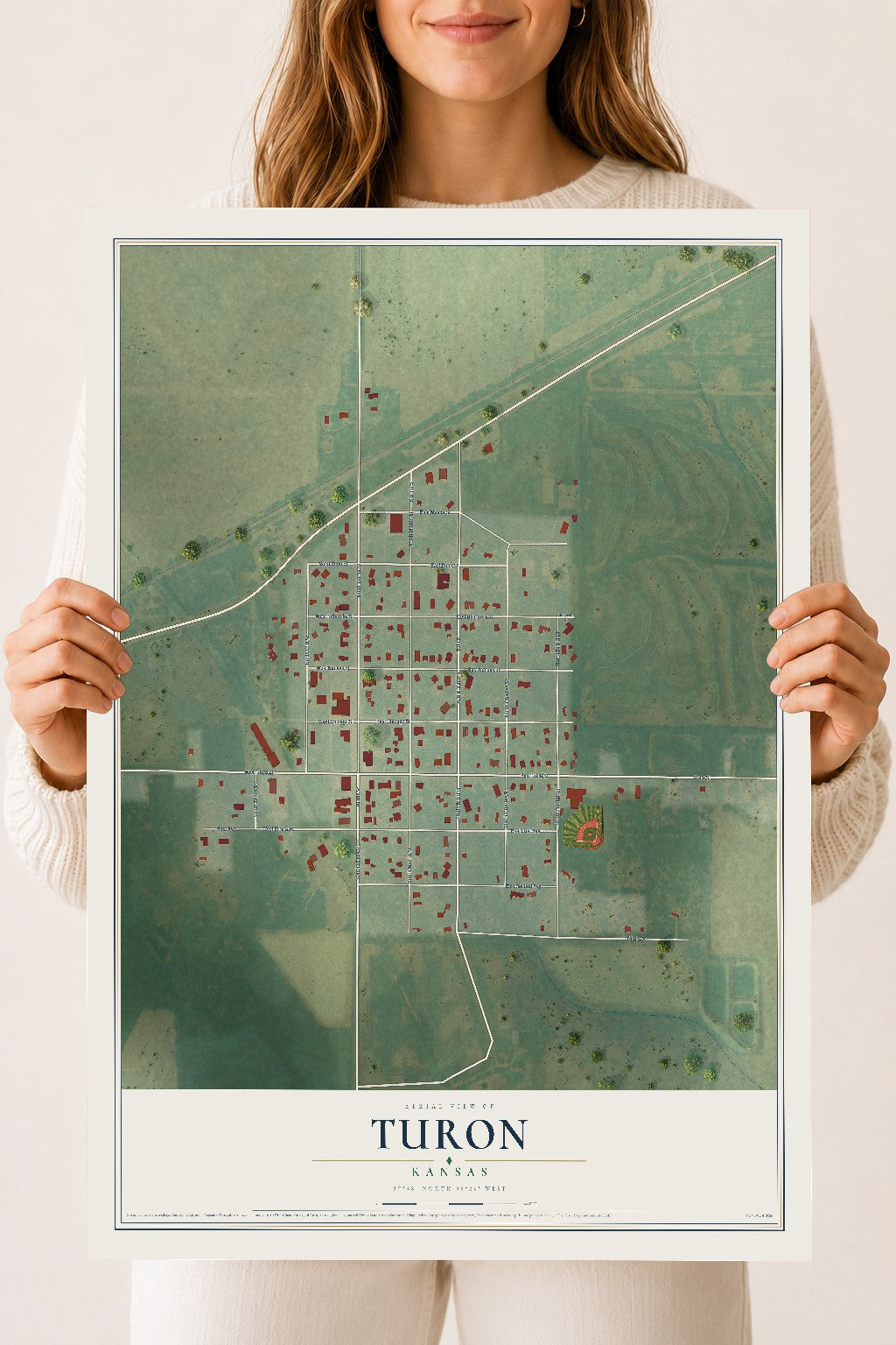 Map of Turon, Kansas, 18 x 24 inch unframed archival matte print