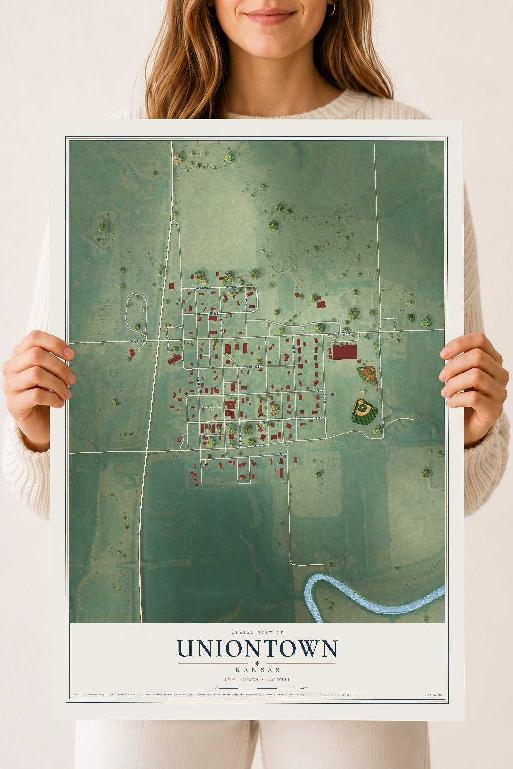 Map of Uniontown, Kansas, 18 x 24 inch unframed archival matte print