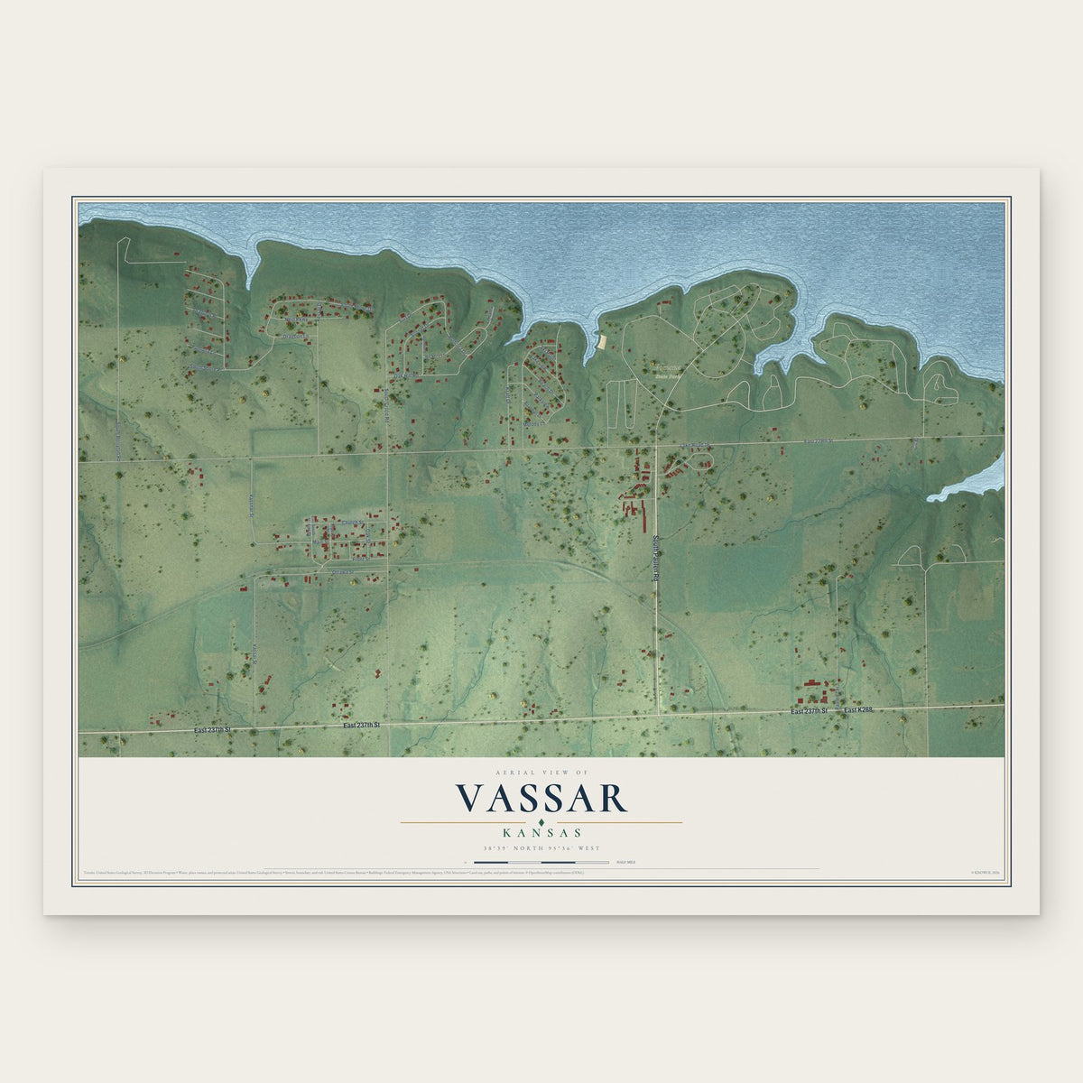 Vassar, Kansas map print, the full design