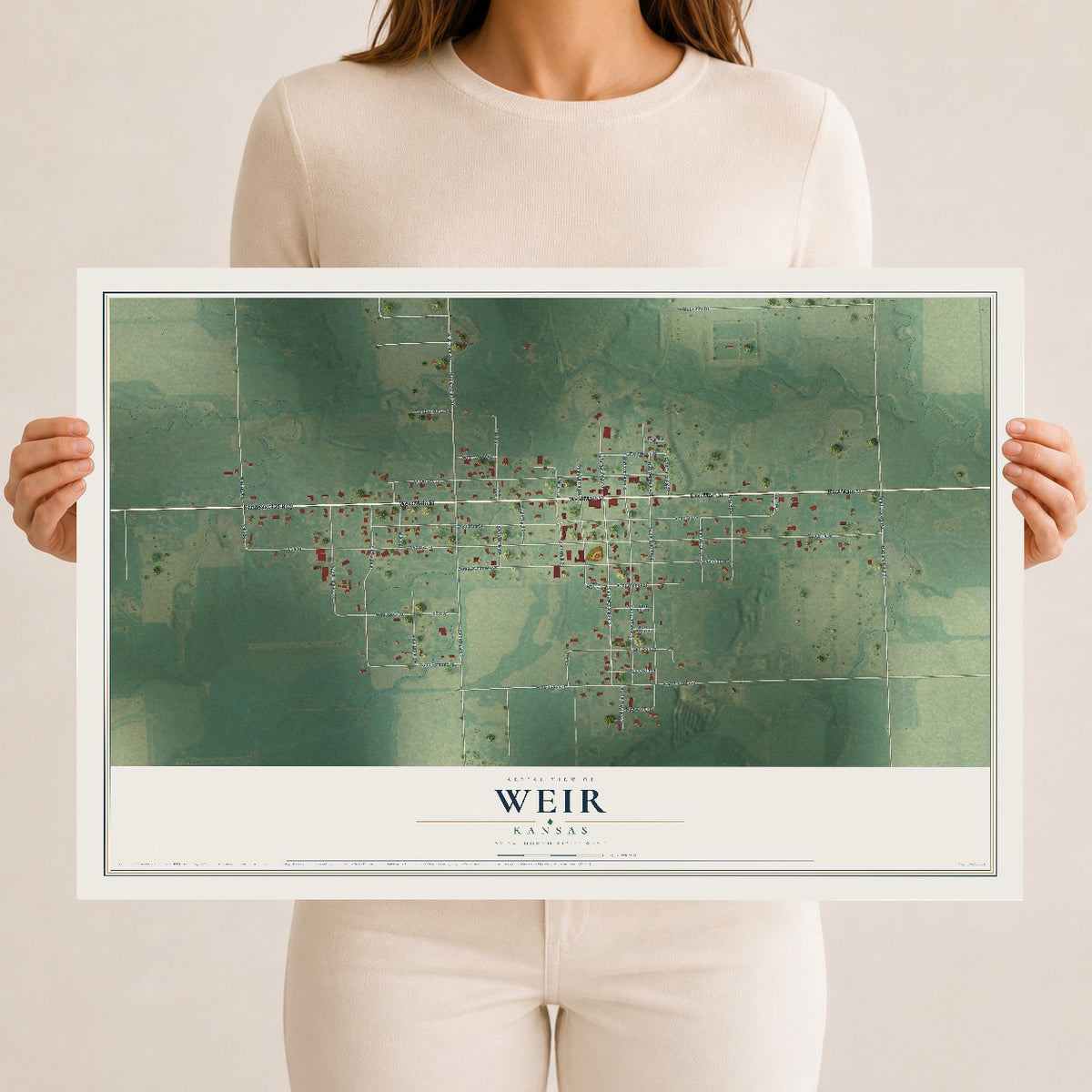 Map of Weir, Kansas, 12 x 18 inch unframed archival matte print