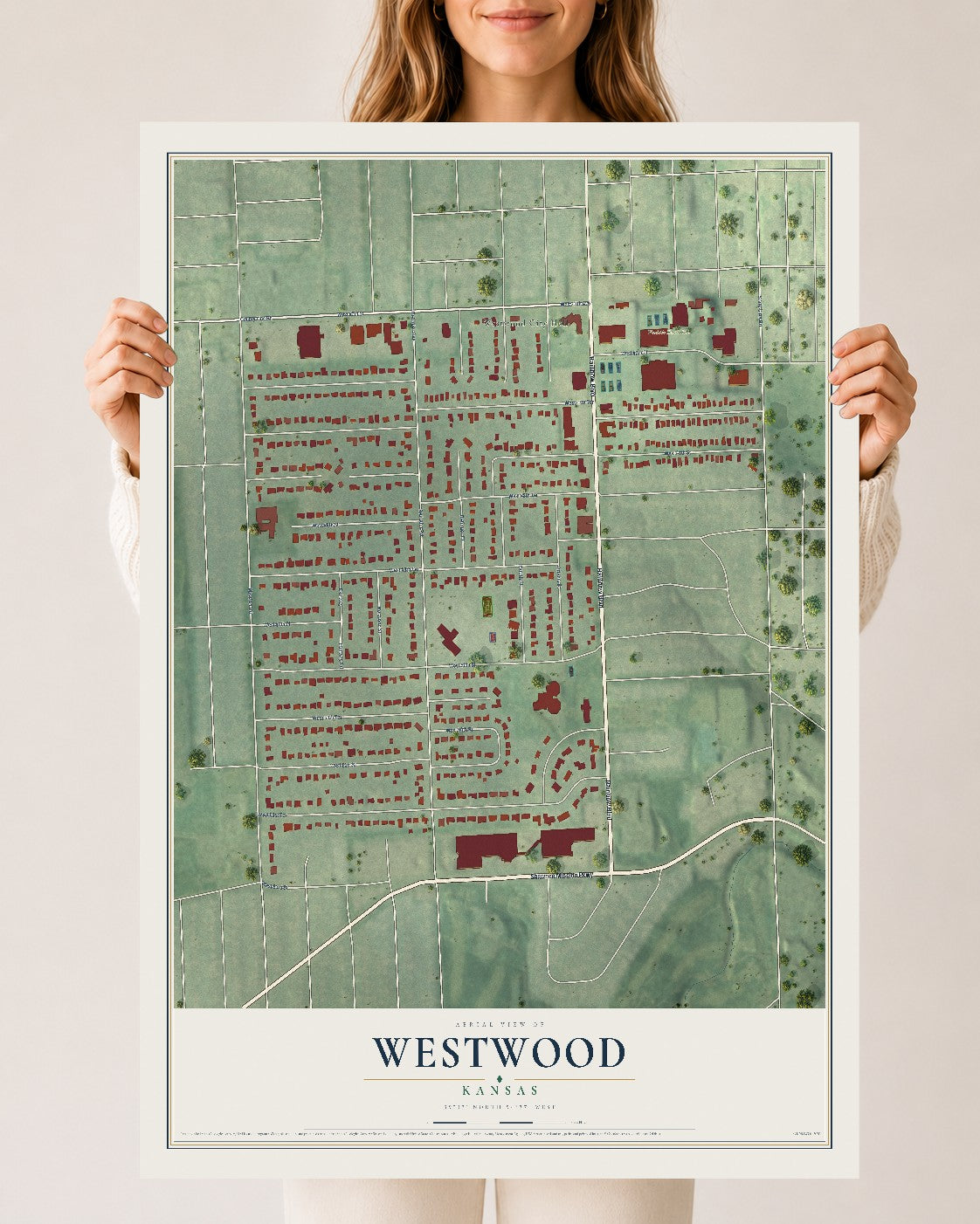 Map of Westwood, Kansas, 24 x 36 inch unframed archival matte print