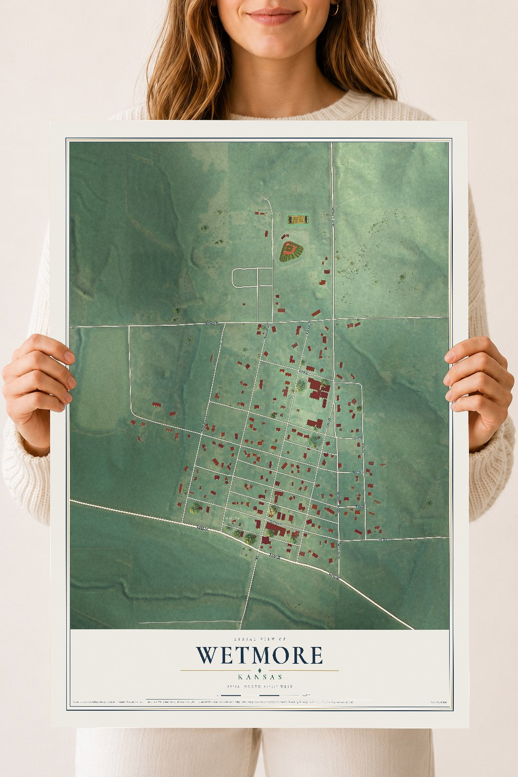 Map of Wetmore, Kansas, 18 x 24 inch unframed archival matte print