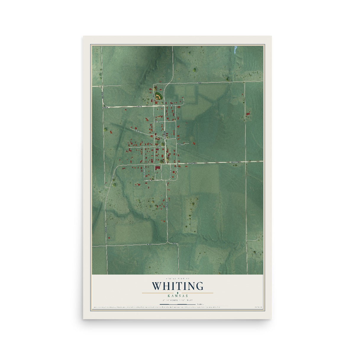 Map of Whiting, Kansas, 12 x 18 inch unframed archival matte print