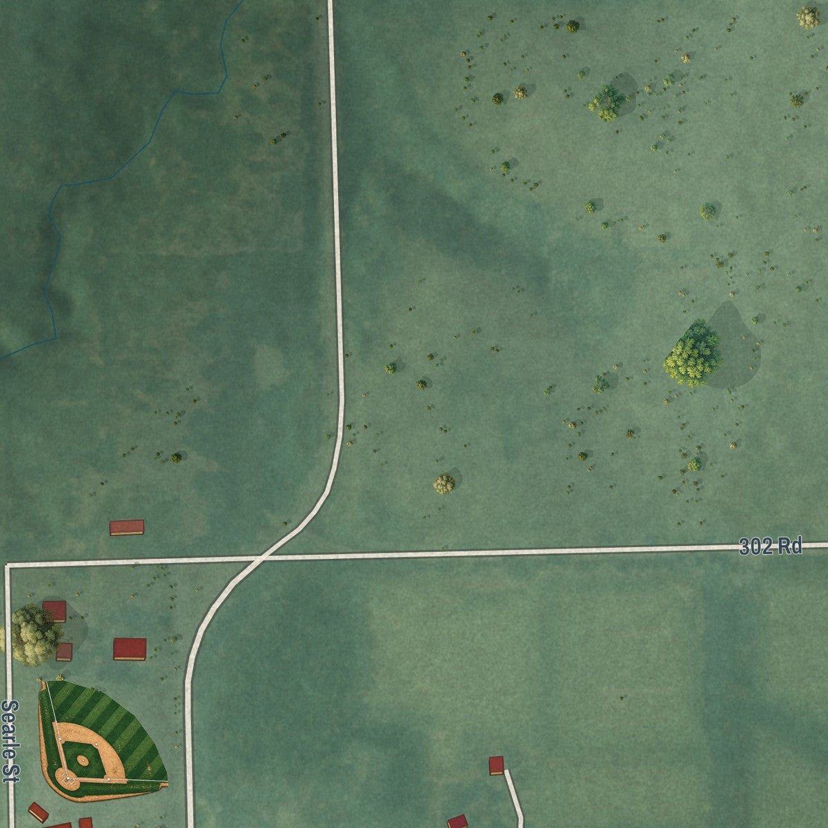 Second close-up of the map of Whiting, Kansas print showing more streets and buildings