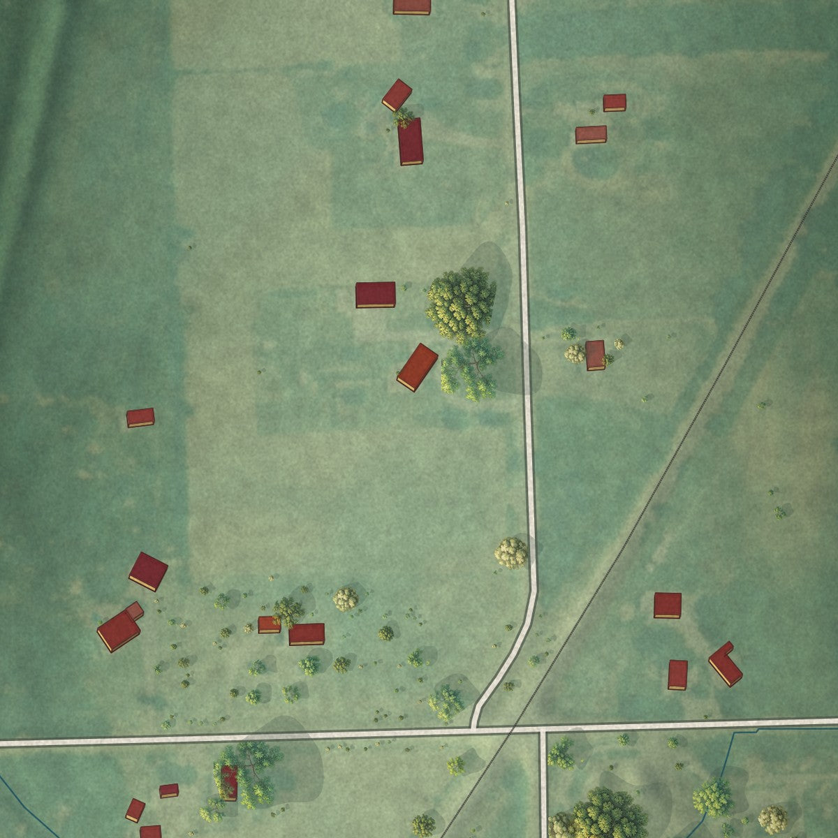 Close-up of the map of Yale, Kansas print showing street and building detail