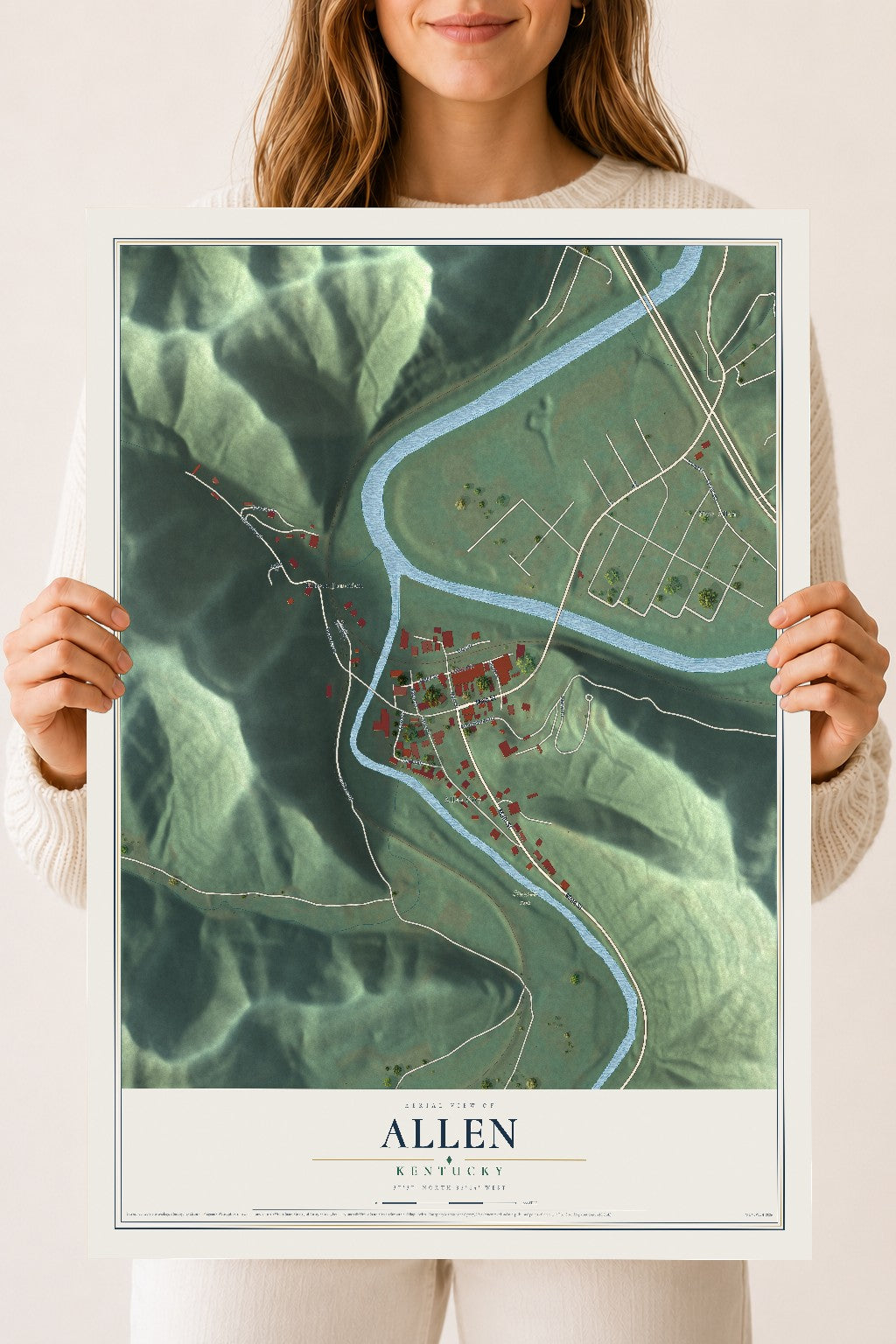 Map of Allen, Kentucky, 18 x 24 inch unframed archival matte print