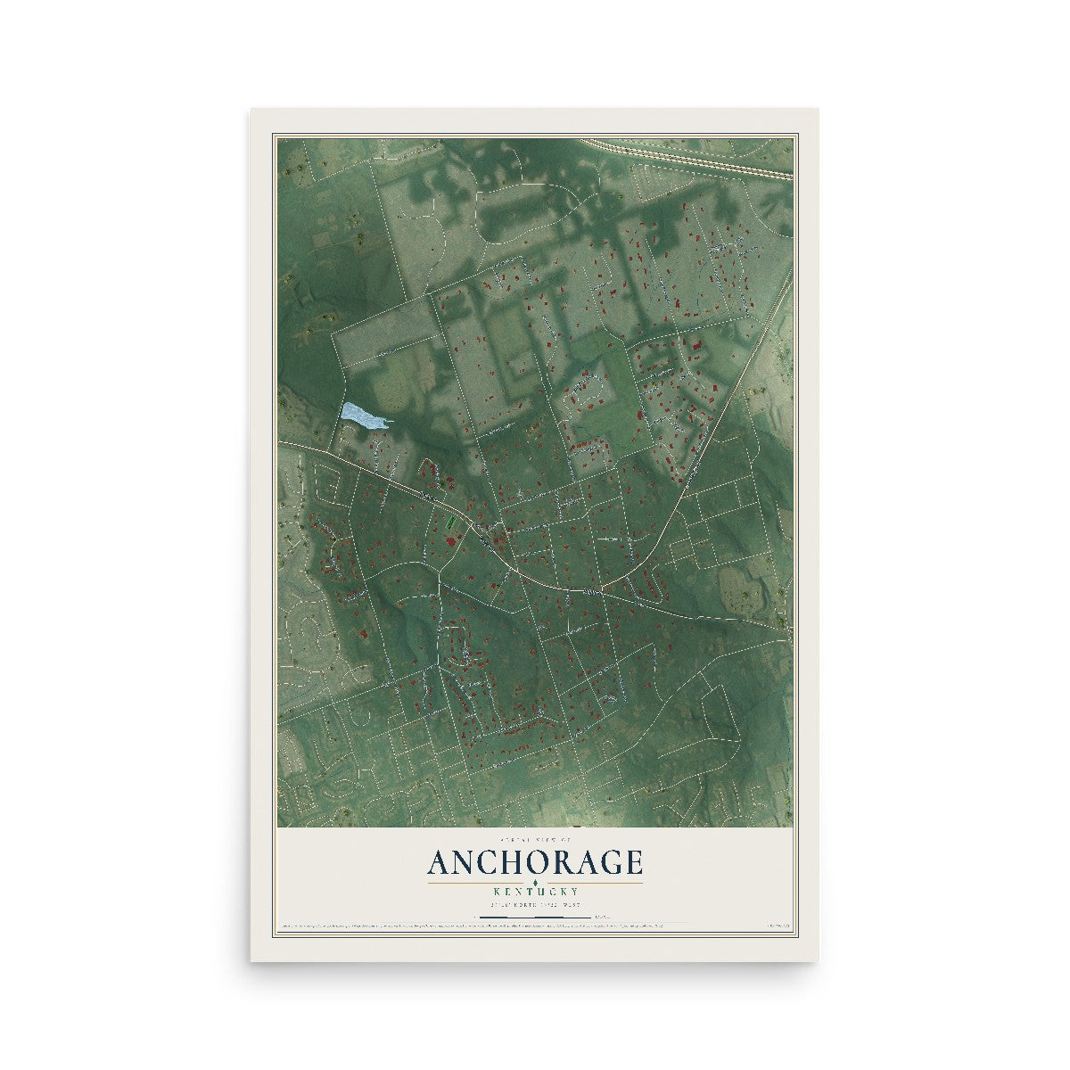 Map of Anchorage, Kentucky, 12 x 18 inch unframed archival matte print