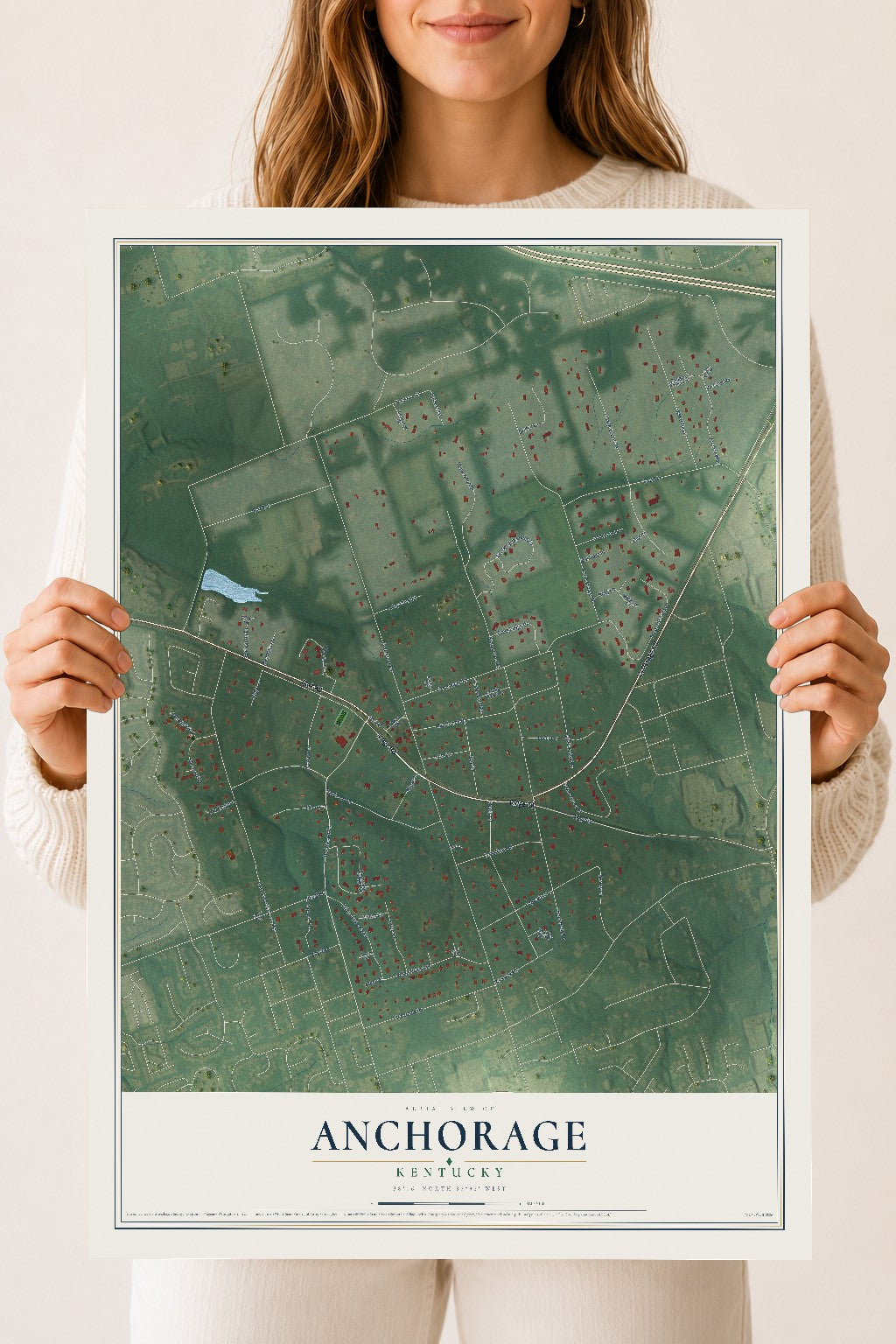Map of Anchorage, Kentucky, 18 x 24 inch unframed archival matte print