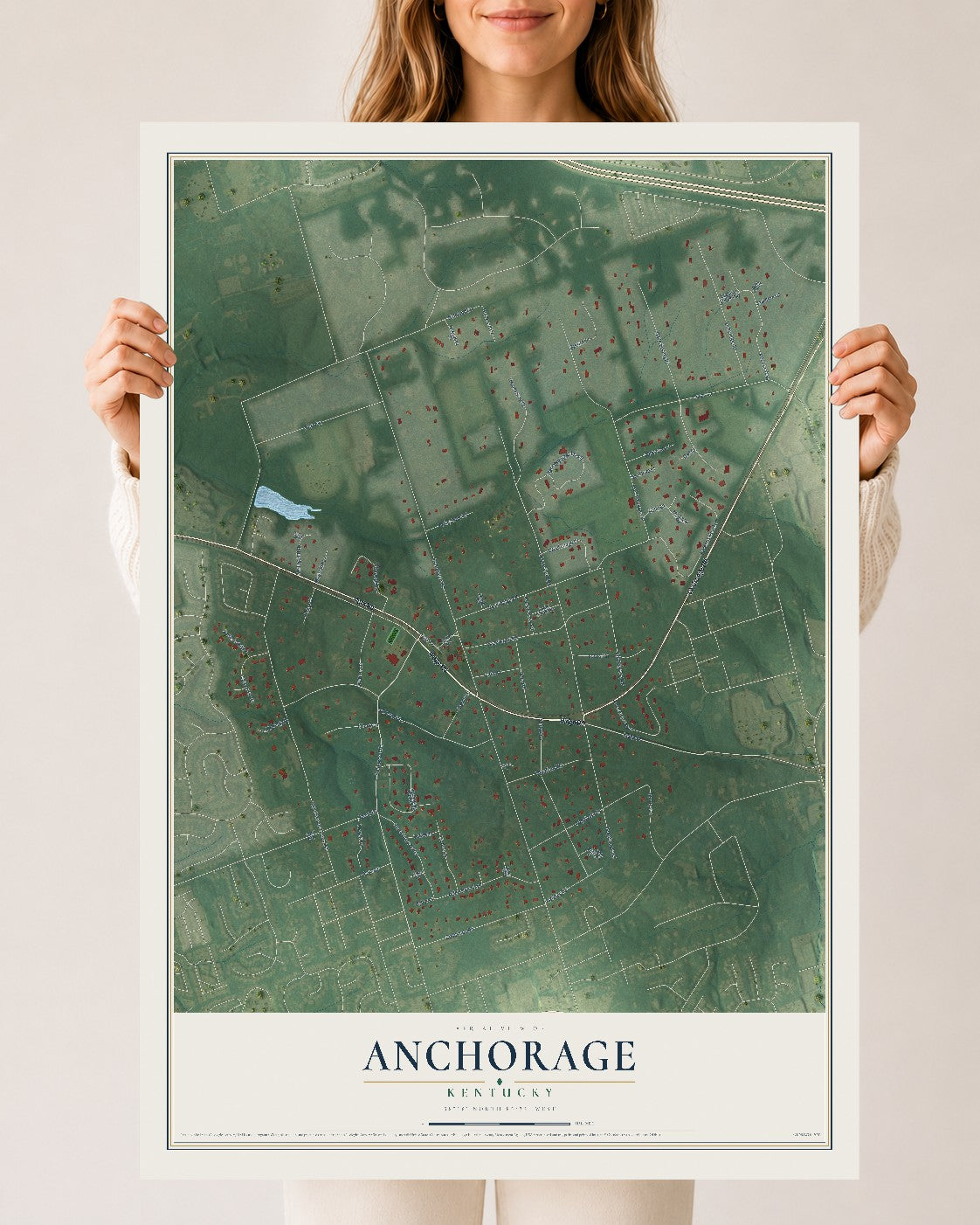 Map of Anchorage, Kentucky, 24 x 36 inch unframed archival matte print