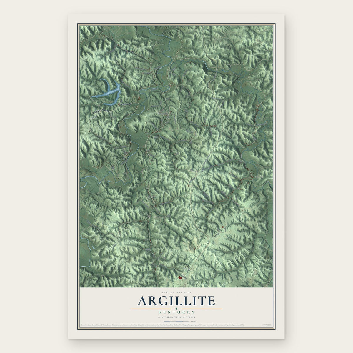 Argillite, Kentucky map print, the full design