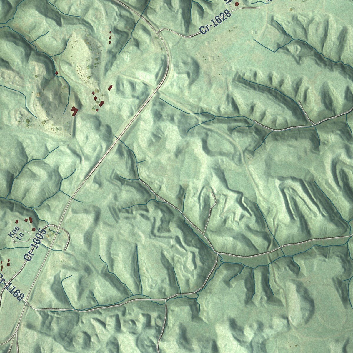 Close-up of the map of Argillite, Kentucky print showing street and building detail