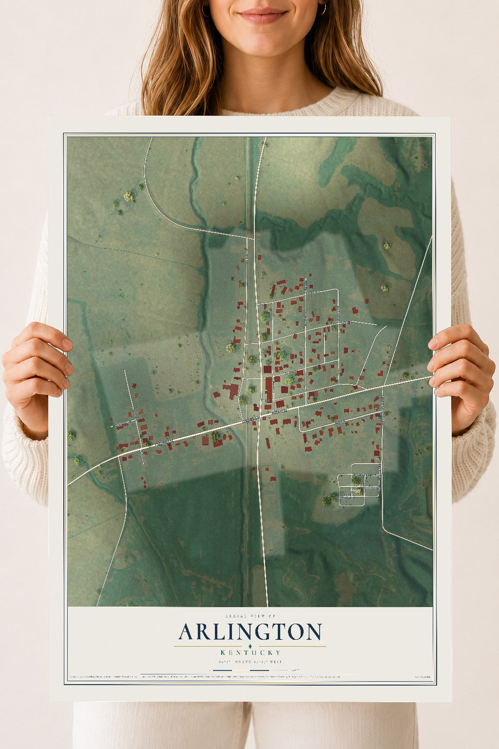 Map of Arlington, Kentucky, 18 x 24 inch unframed archival matte print