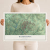 Map of Bardstown, Kentucky, 12 x 18 inch unframed archival matte print