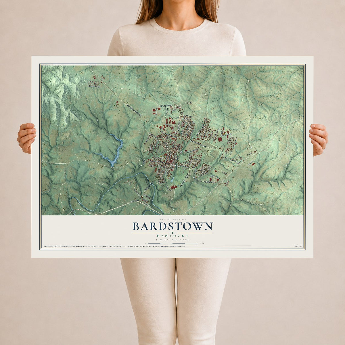 Map of Bardstown, Kentucky, 24 x 36 inch unframed archival matte print