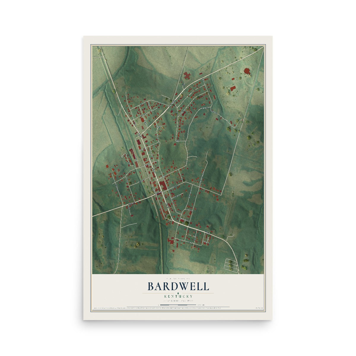 Map of Bardwell, Kentucky, 12 x 18 inch unframed archival matte print