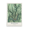 Map of Beattyville, Kentucky, 12 x 18 inch unframed archival matte print