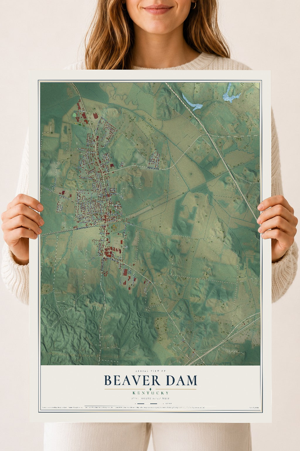 Map of Beaver Dam, Kentucky, 18 x 24 inch unframed archival matte print