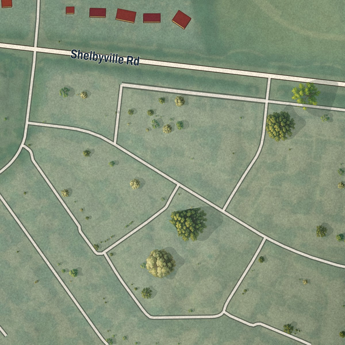 Second close-up of the map of Bellemeade, Kentucky print showing more streets and buildings