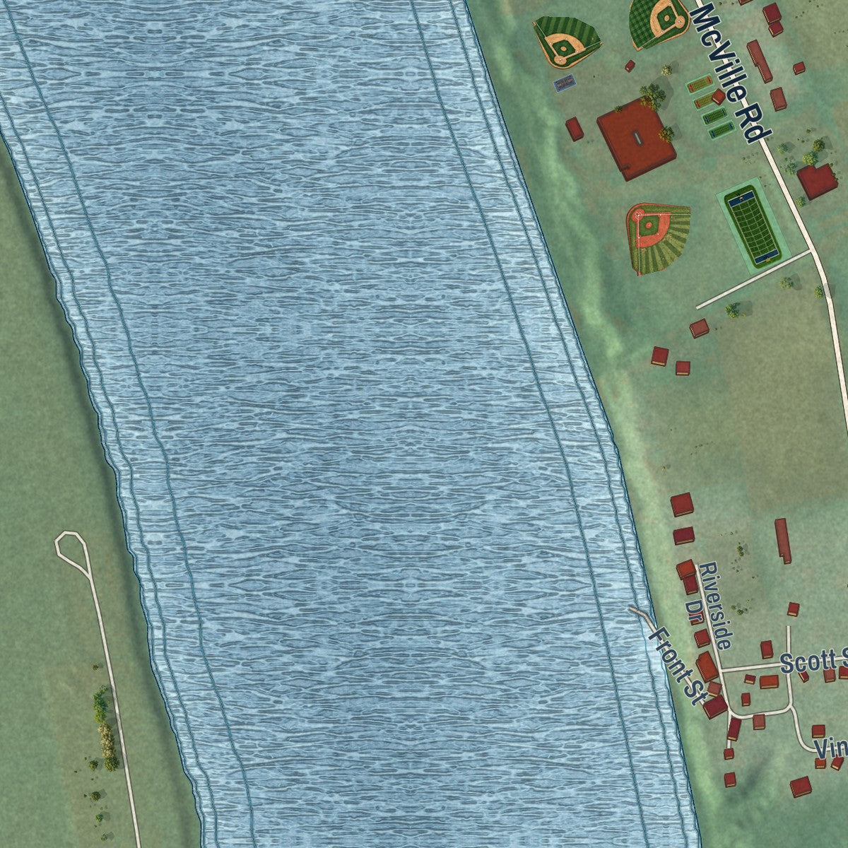 Close-up of the map of Belleview, Kentucky print showing street and building detail