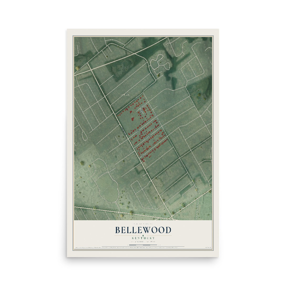 Map of Bellewood, Kentucky, 12 x 18 inch unframed archival matte print