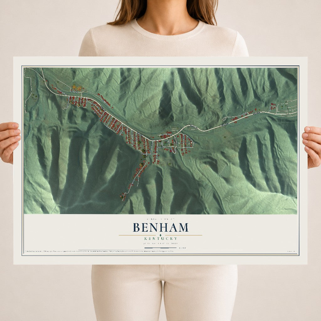 Map of Benham, Kentucky, 18 x 24 inch unframed archival matte print