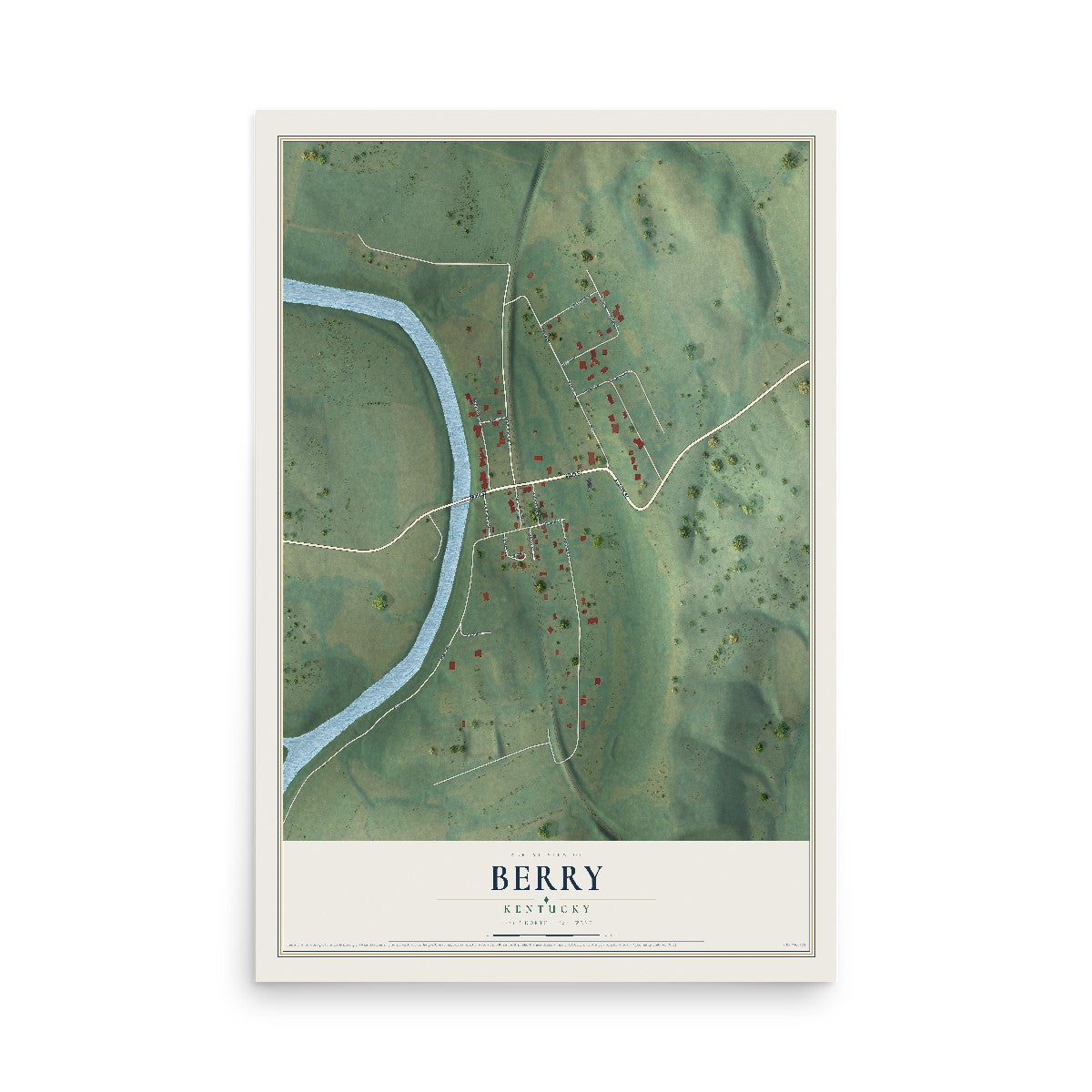 Map of Berry, Kentucky, 12 x 18 inch unframed archival matte print
