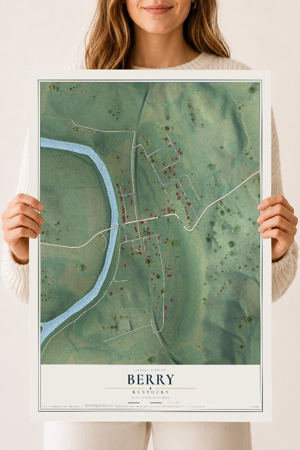 Map of Berry, Kentucky, 18 x 24 inch unframed archival matte print