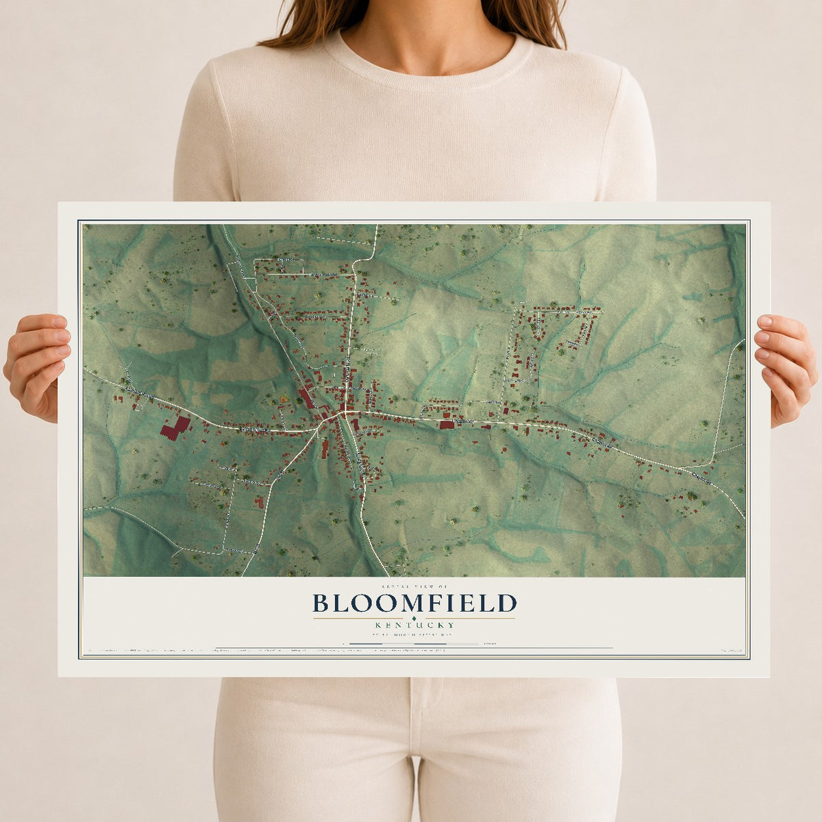 Map of Bloomfield, Kentucky, 12 x 18 inch unframed archival matte print