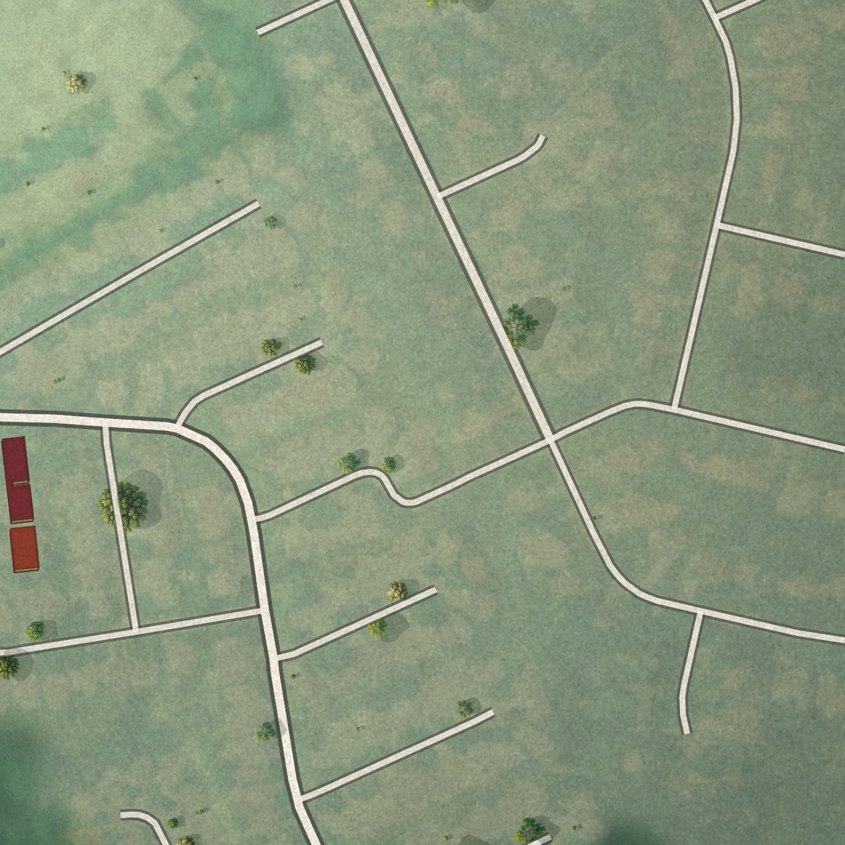 Second close-up of the map of Briarwood, Kentucky print showing more streets and buildings