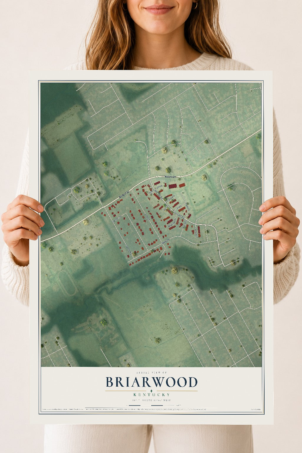 Map of Briarwood, Kentucky, 18 x 24 inch unframed archival matte print