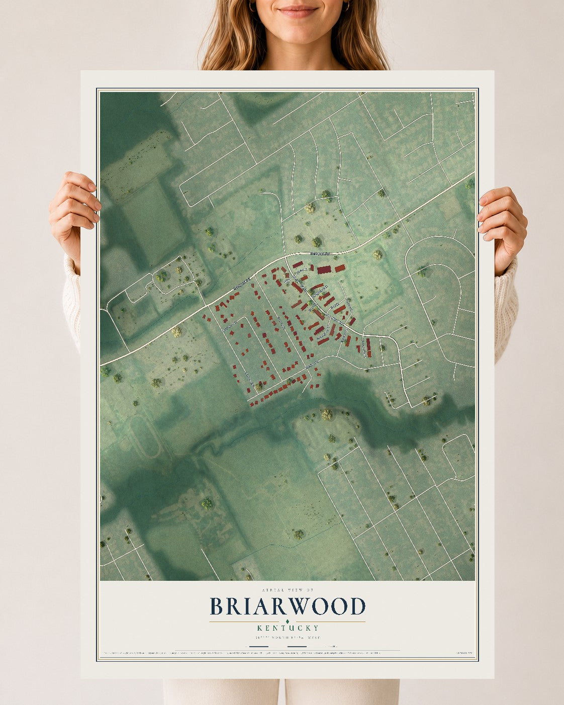 Map of Briarwood, Kentucky, 24 x 36 inch unframed archival matte print