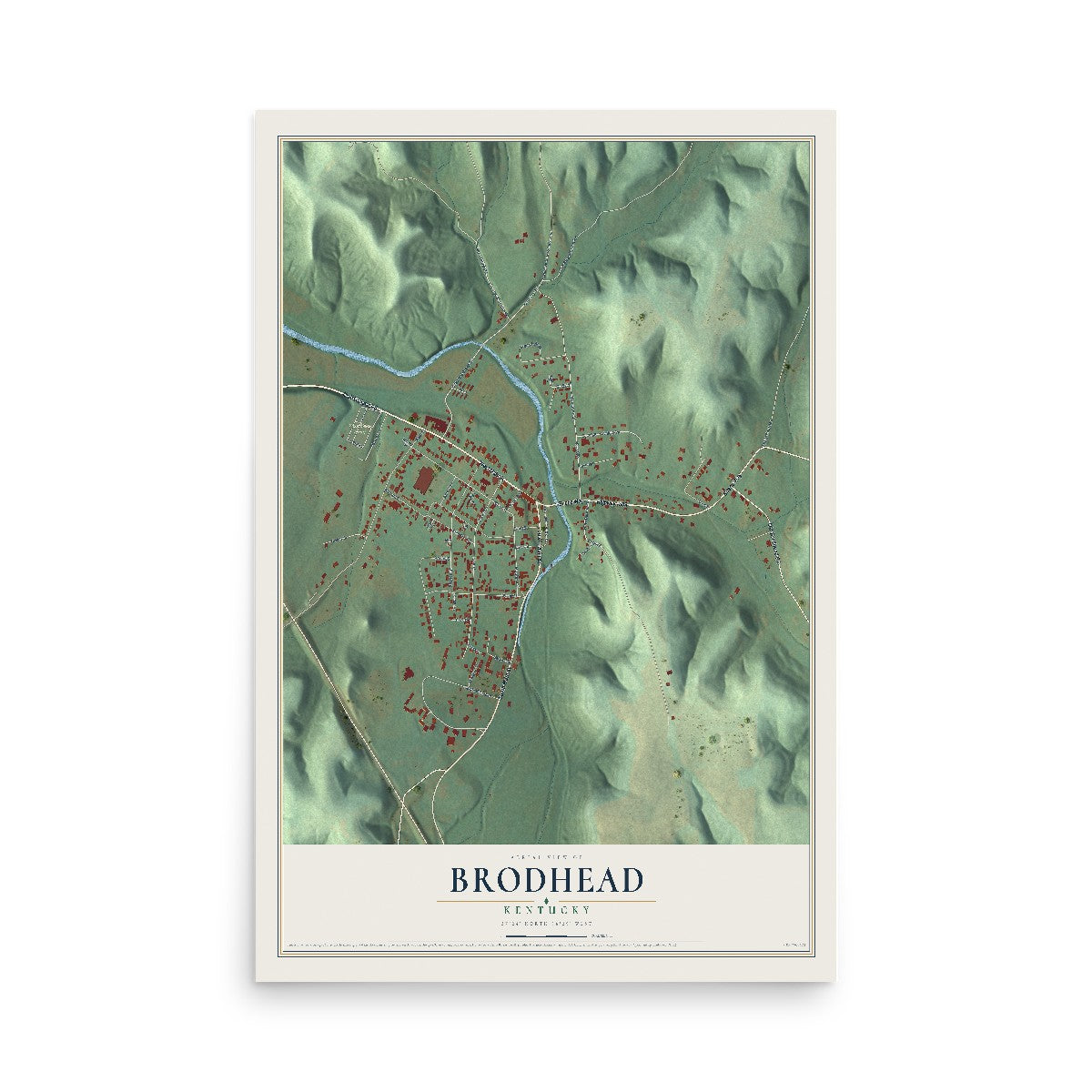 Map of Brodhead, Kentucky, 12 x 18 inch unframed archival matte print
