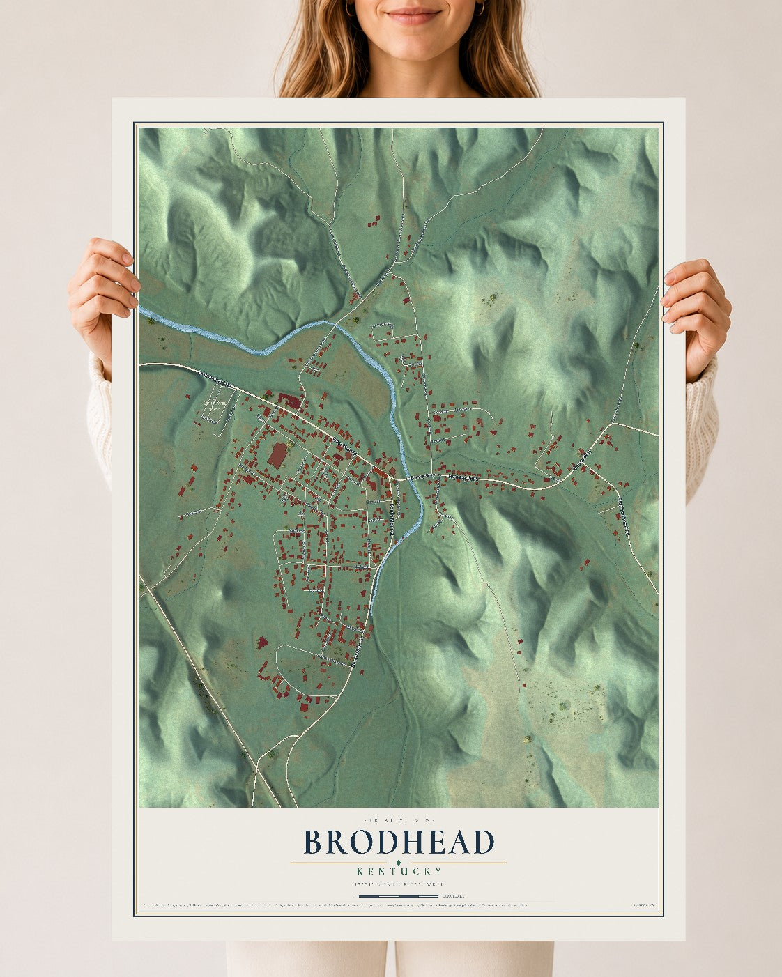 Map of Brodhead, Kentucky, 24 x 36 inch unframed archival matte print