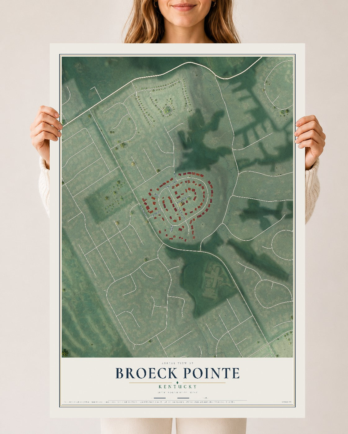 Map of Broeck Pointe, Kentucky, 24 x 36 inch unframed archival matte print