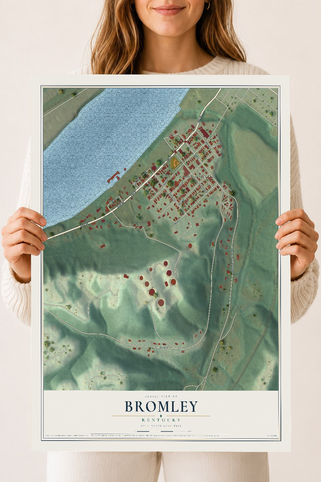 Map of Bromley, Kentucky, 18 x 24 inch unframed archival matte print