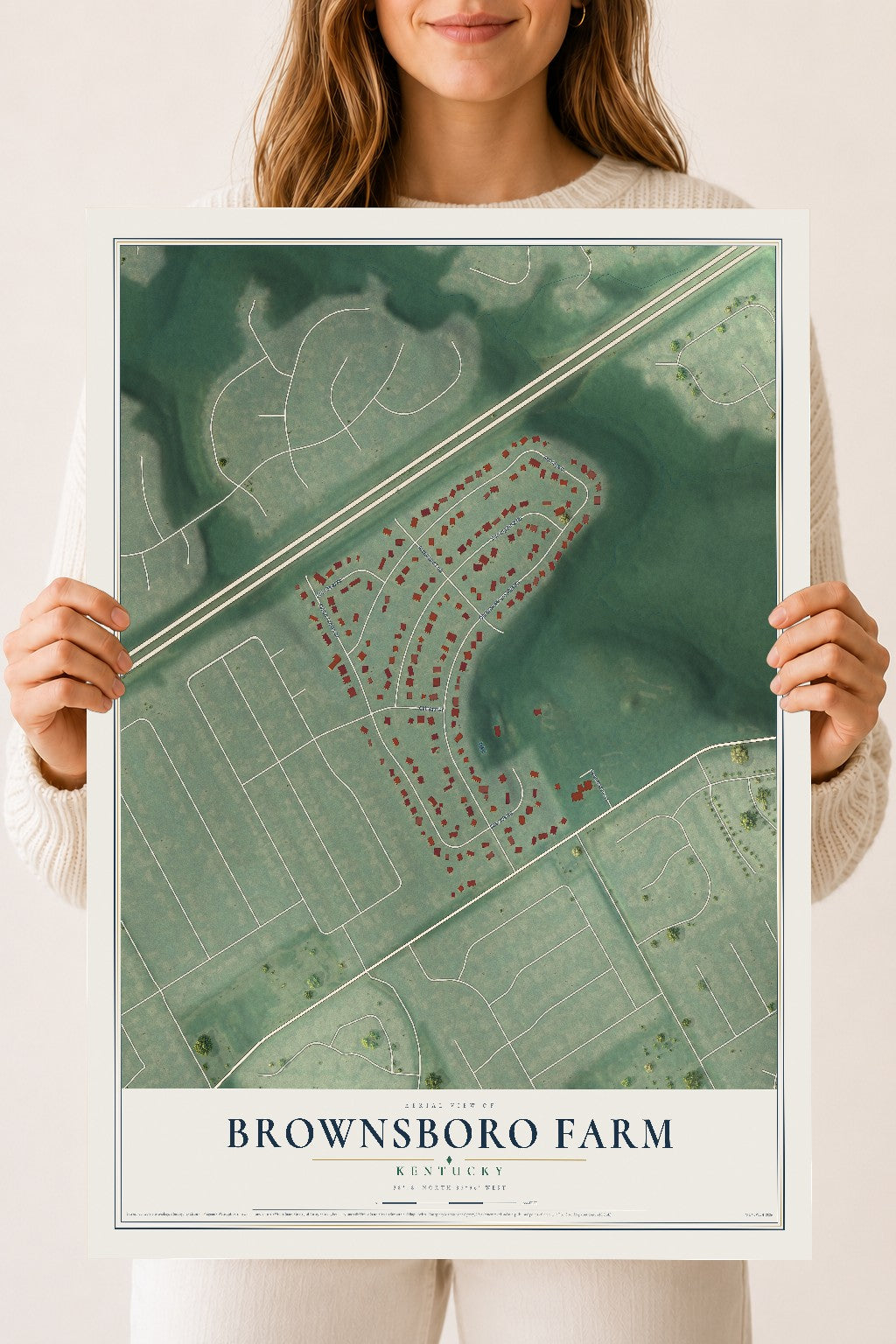 Map of Brownsboro Farm, Kentucky, 18 x 24 inch unframed archival matte print
