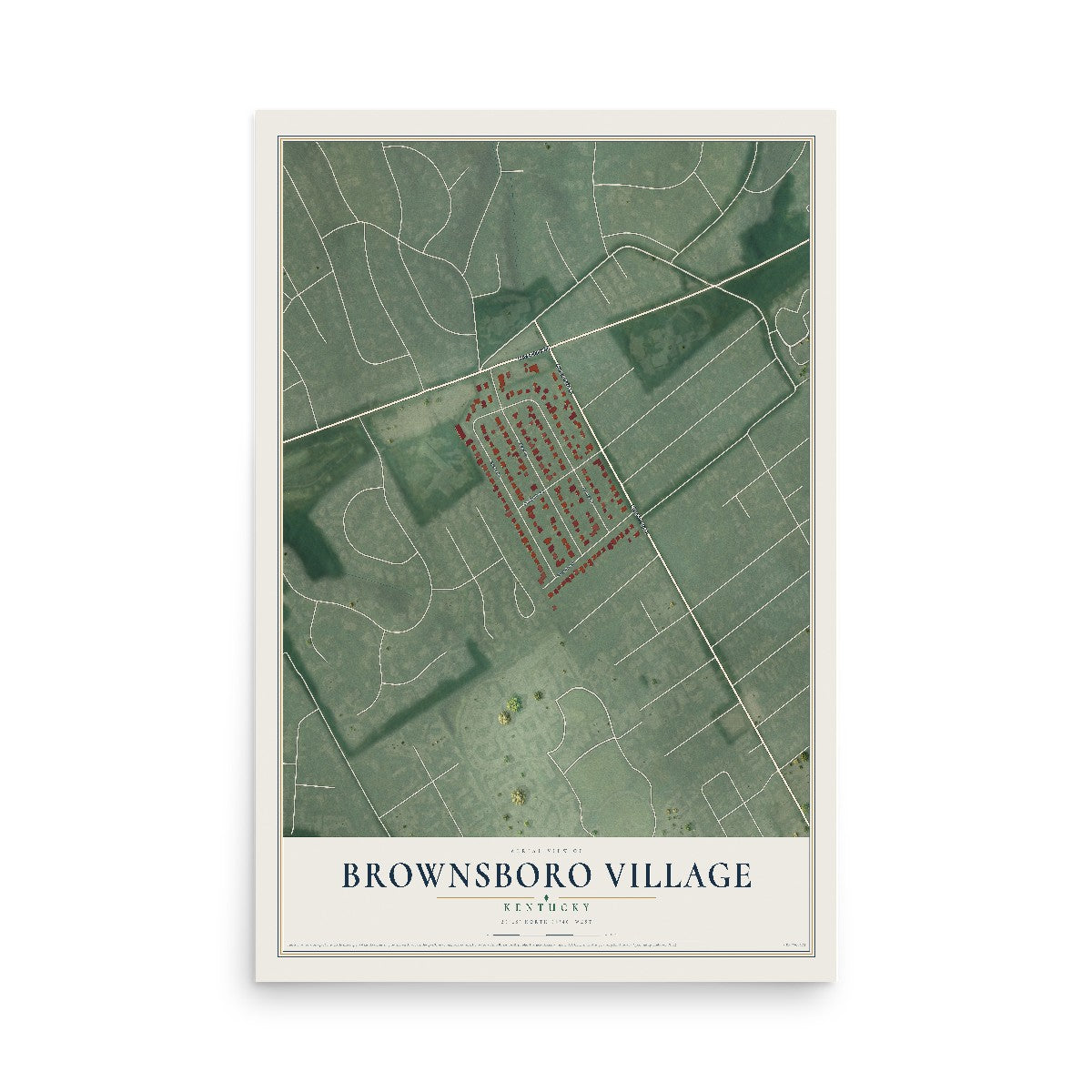 Map of Brownsboro Village, Kentucky, 12 x 18 inch unframed archival matte print